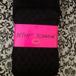 Betsey Johnson NEW Black tights (2 pairs) Small
